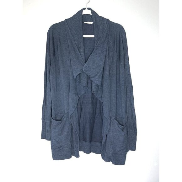 Athleta Studio Wrap Open Front Sweater Jacket Womens Sm Magnetic Clasp Navy Blue - Picture 3 of 11